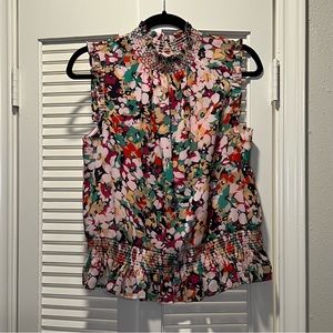 JCrew Floral Sleeveless Blouse
